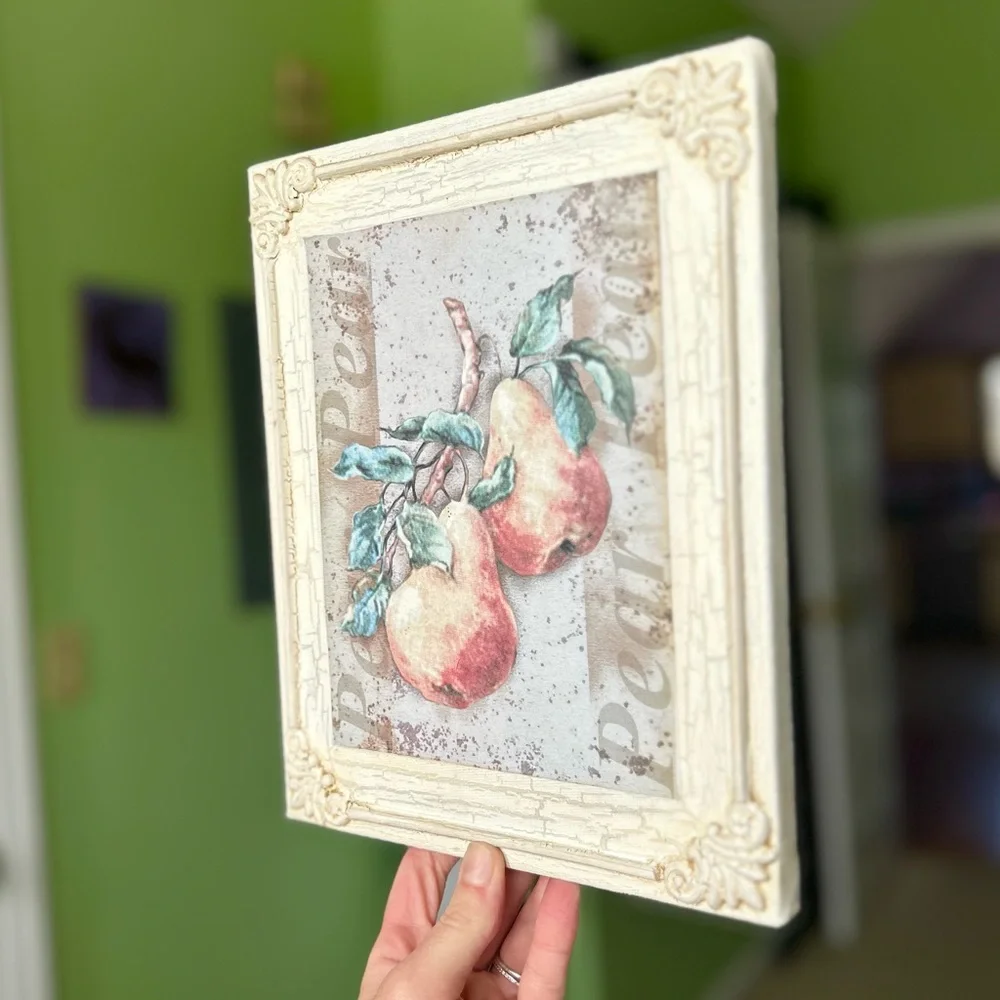 Rustic Peaches On Branch Unique 3D Victorian Style Edge Wall Decor Art